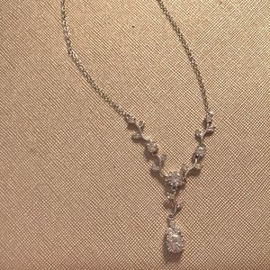 Fine silver plated cubic zirconia 18” necklace